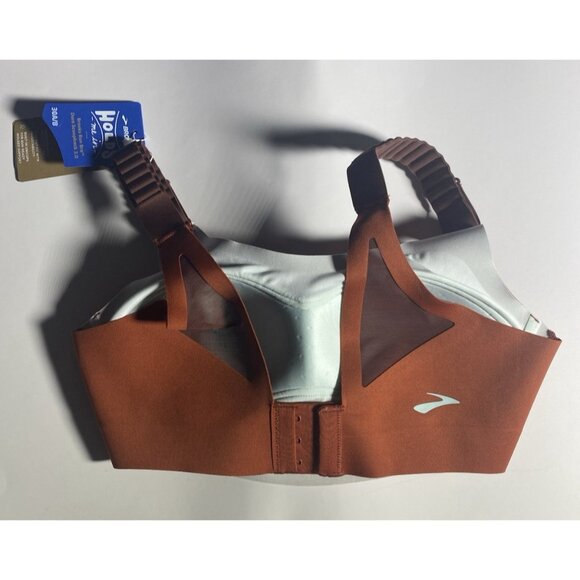 Brooks 30 A/B Dare Scoopback Run Copper Raisin Ice Blue Sports Bra High Impact - Picture 7 of 9